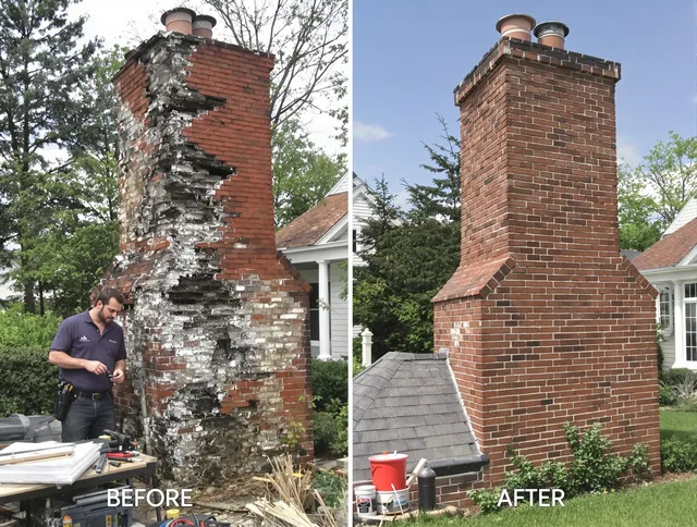 Ridgefield Chimney Sweep performing a full chimney restoration in Ridgefield, CT