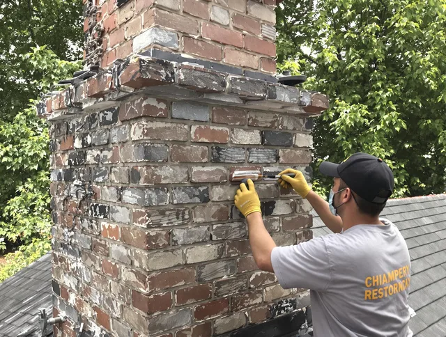 In-progress chimney restoration by Ridgefield Chimney Sweep in Ridgefield, CT