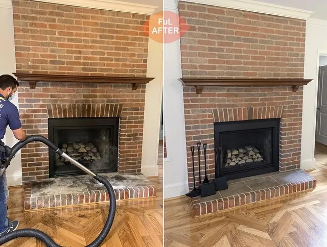 Ridgefield Chimney Sweep carefully sanitizing a fireplace in Ridgefield, CT