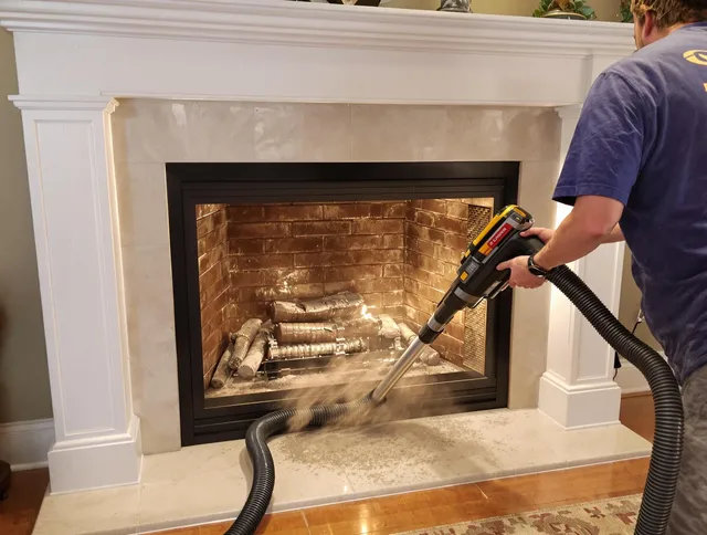 Fireplace cleaning performed by Ridgefield Chimney Sweep in Ridgefield, CT