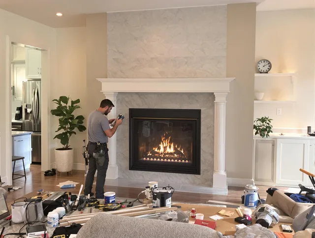 Newly installed fireplace by Ridgefield Chimney Sweep in Ridgefield, CT